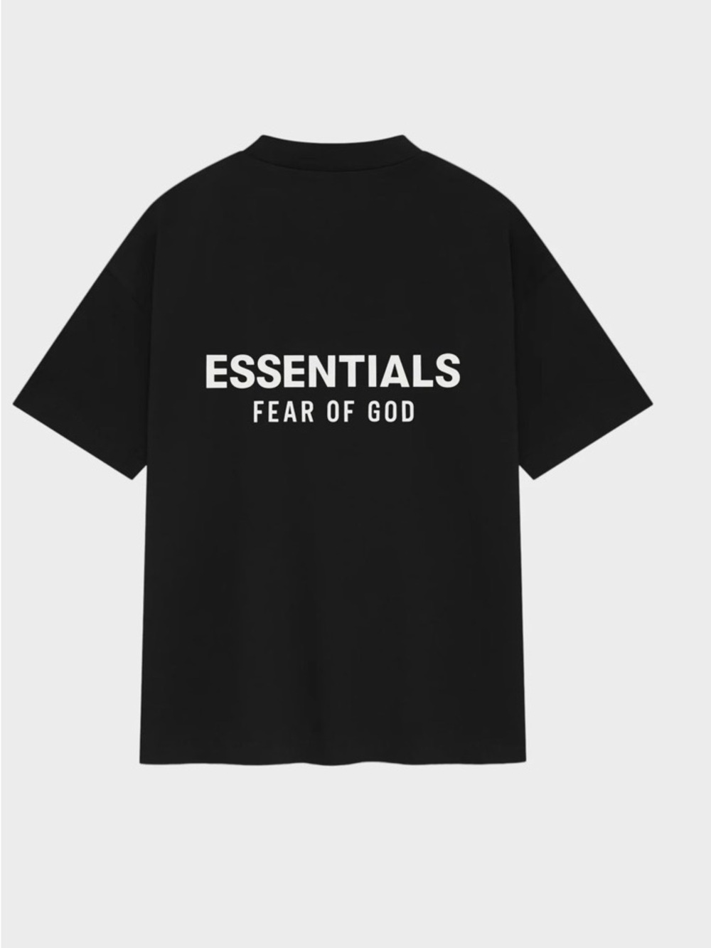 Fear of God Black Tee with White ESSENTIALS Back Logo